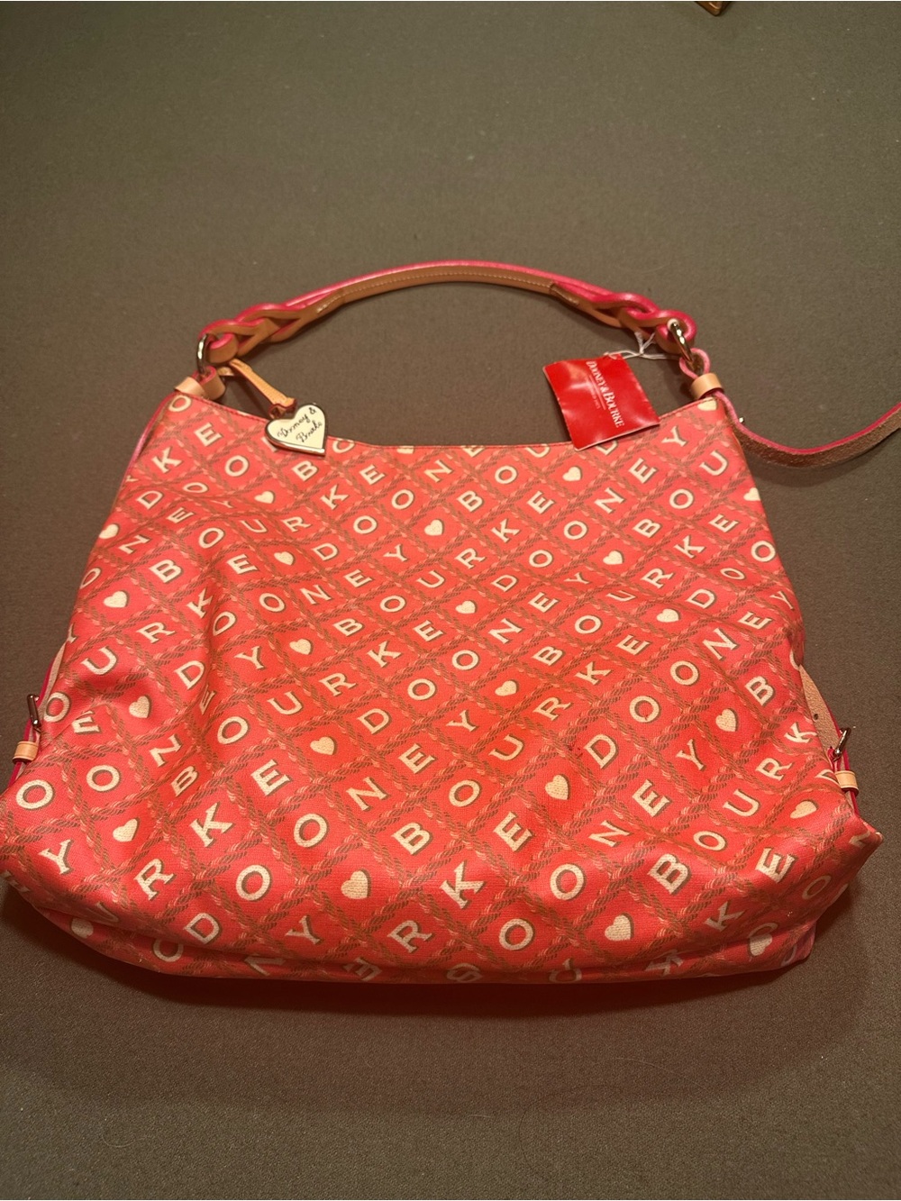 Dooney & Bourke Vintage Red Cherry Crossword Logo Hobo medium sac Shoulder Bag